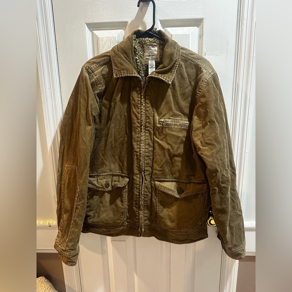 American Eagle Men’s Brown Corduroy‎ Bomber Jacket Sherpa Lined Y2K Med